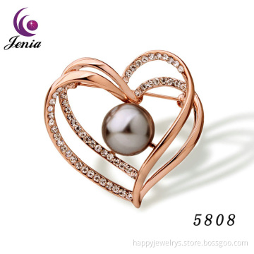 Jenia Hot Sale Product Ladies Jewelry Green Leaves 18k Gold Plated Heart Brooch Pins